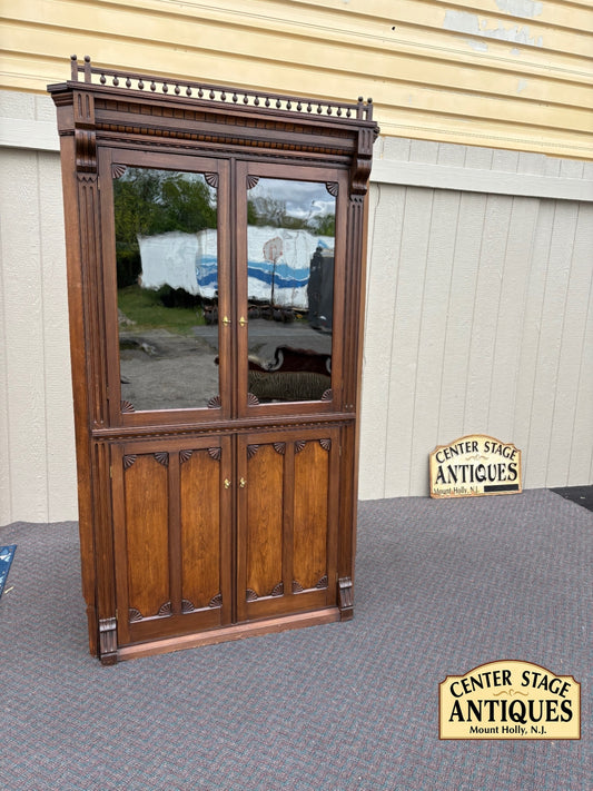67712 Victorian Corner Cabinet with Glass Doors and Carved Details