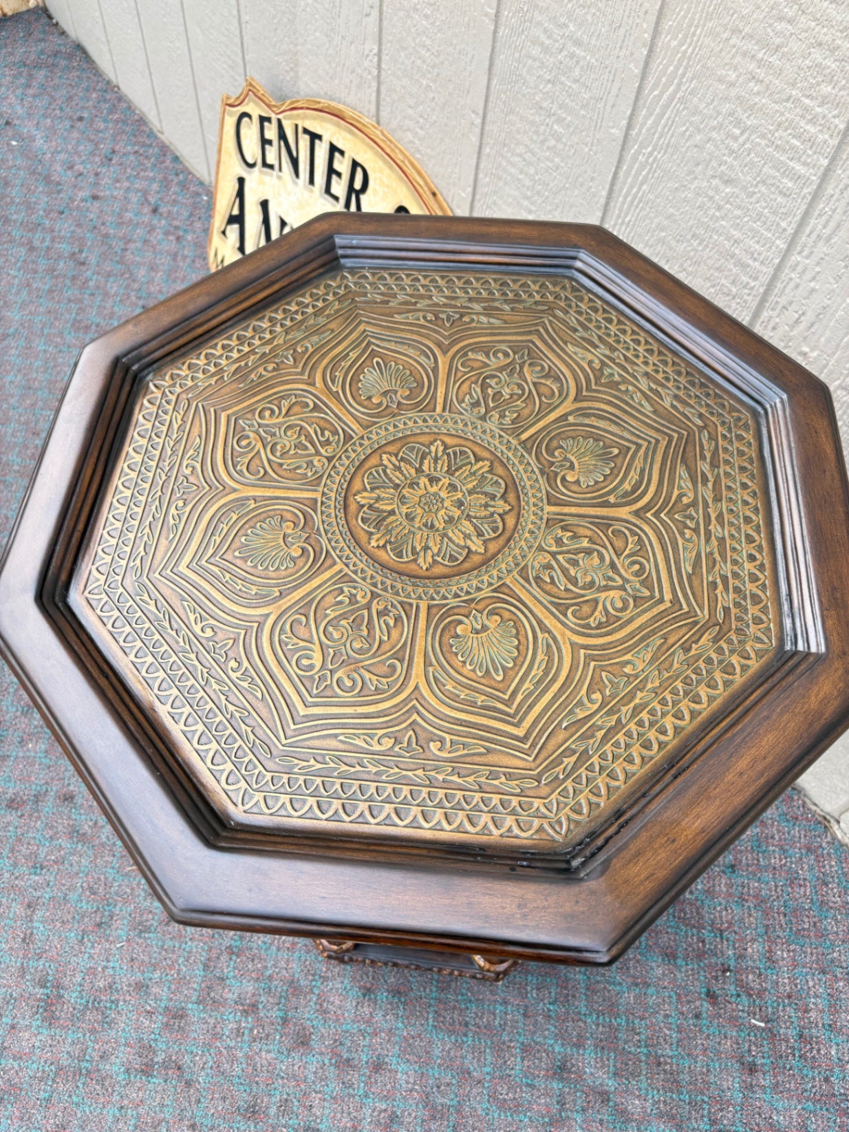 68033  Pulaski Octagonal Accent Table with Intricate Inlaid Top