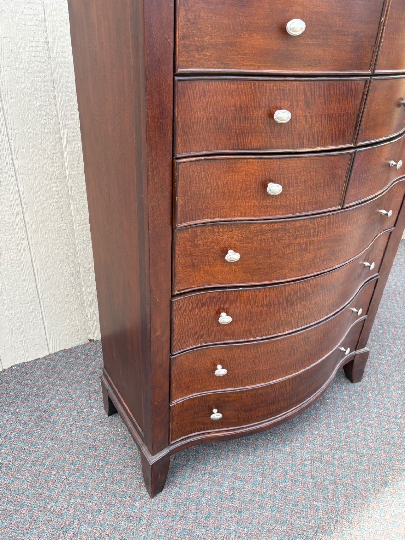67599 Serpentine Front High Chest of Drawers, Mahogany Finish