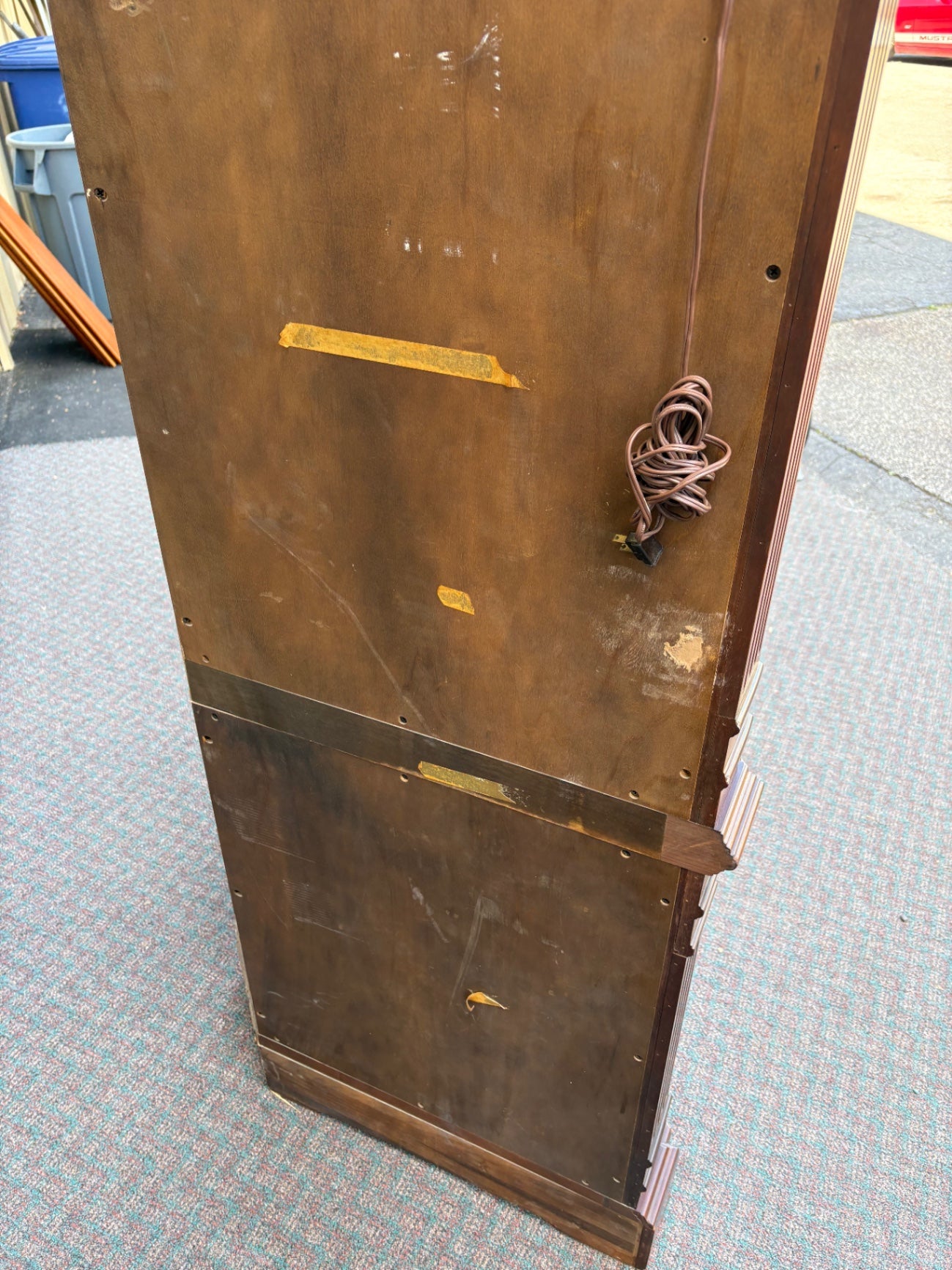 67701 Elegant Mahogany Corner Cabinet with Glass Doors and Shelves