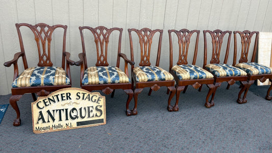 67883 Set of 6 Chippendale Style Mahogany Dining Chairs with Claw Feet