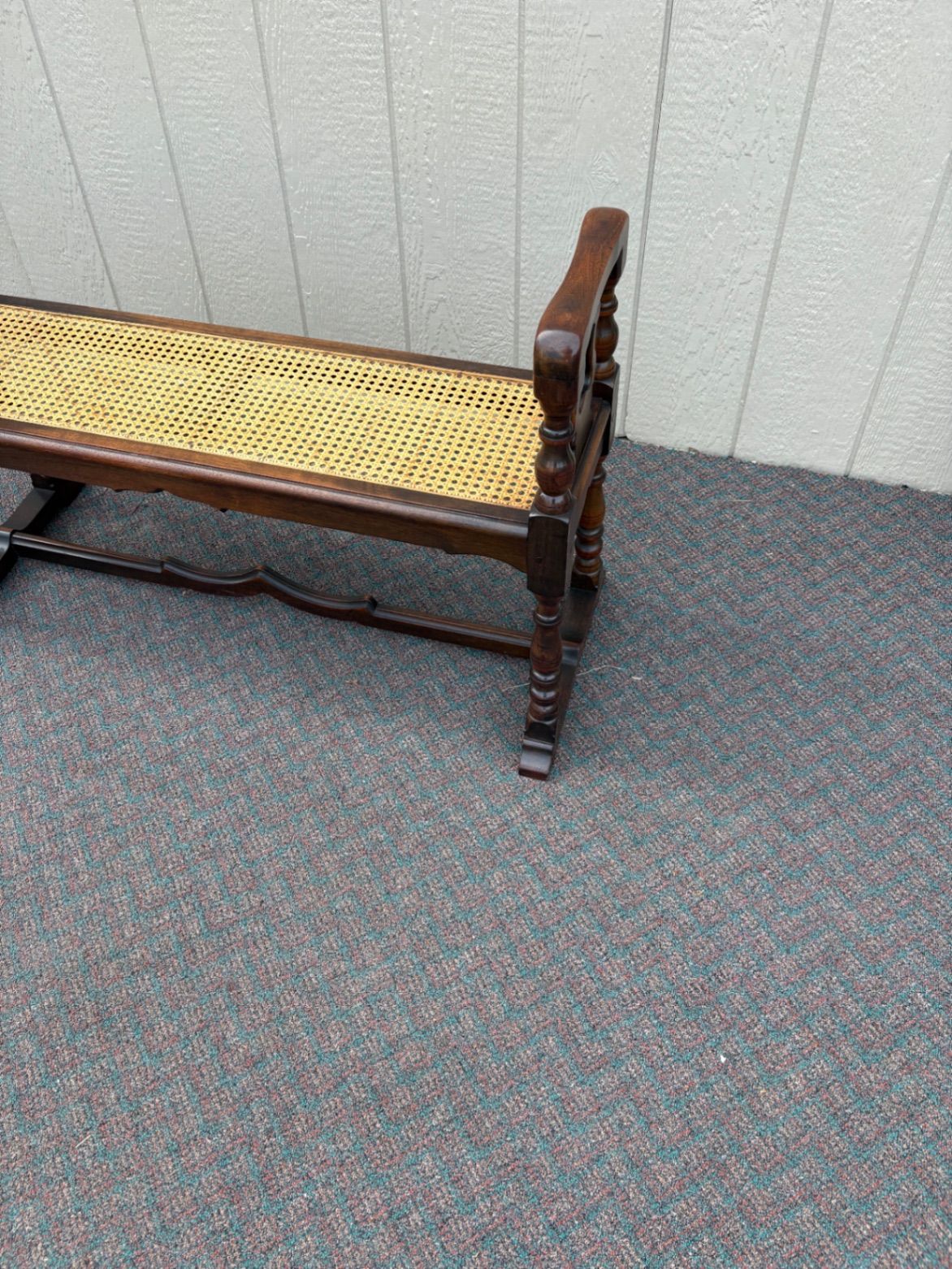 67606 Jacobean Style Wooden Window Bench with Cane Seat