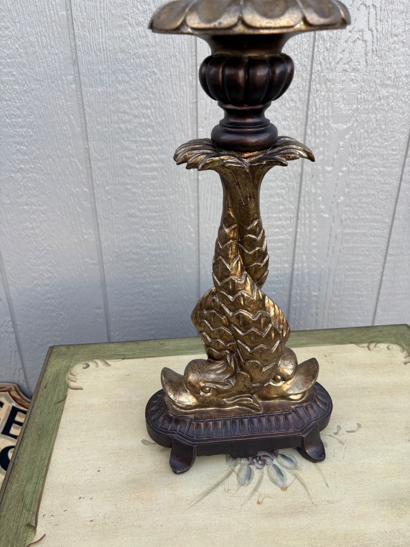 67651 Wildwood Lamps Fish Motif Table Lamp with Brass Accents