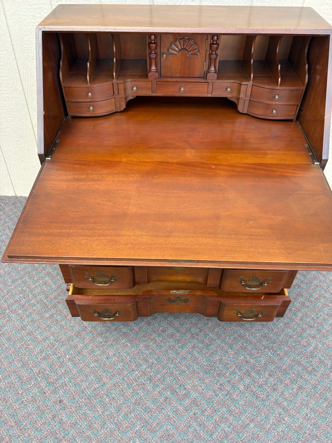 66895 Vintage Mahogany Block Front Desk by Hathaways with Claw Feet