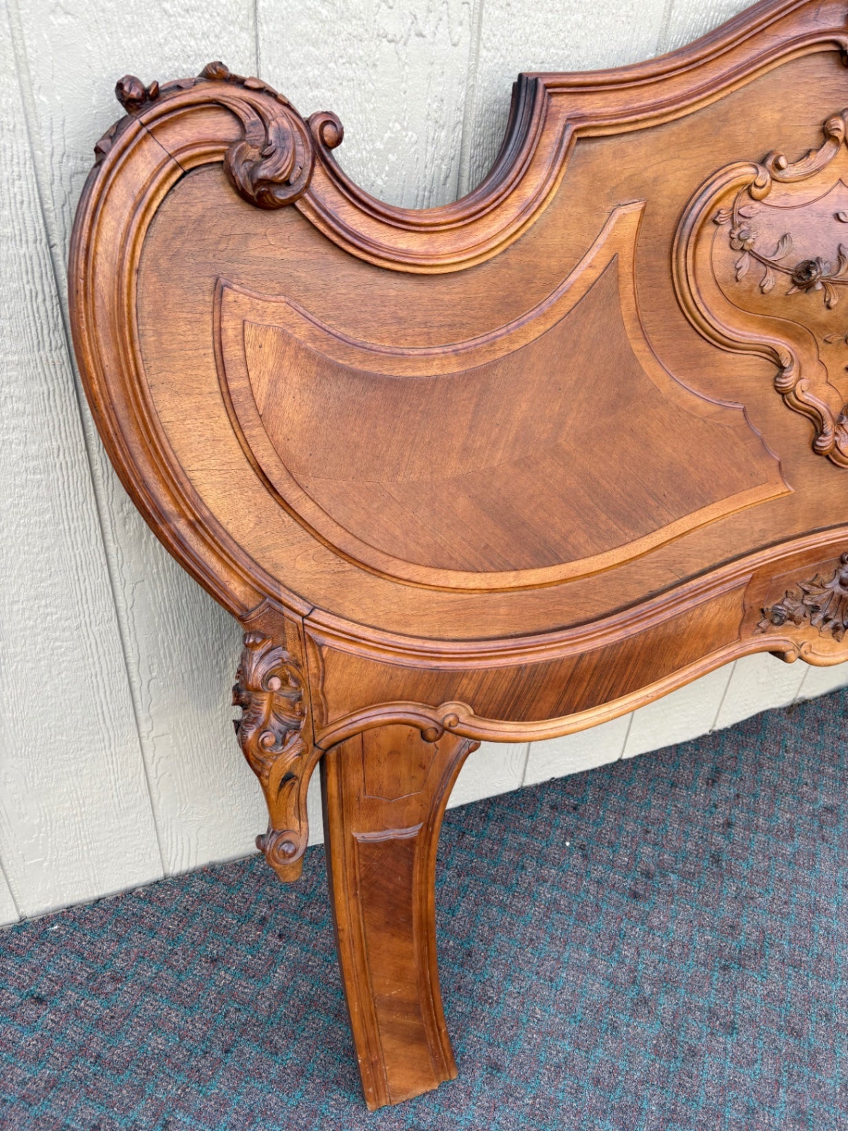 68018 Elegant French Rococo Full Size Headboard in Walnut
