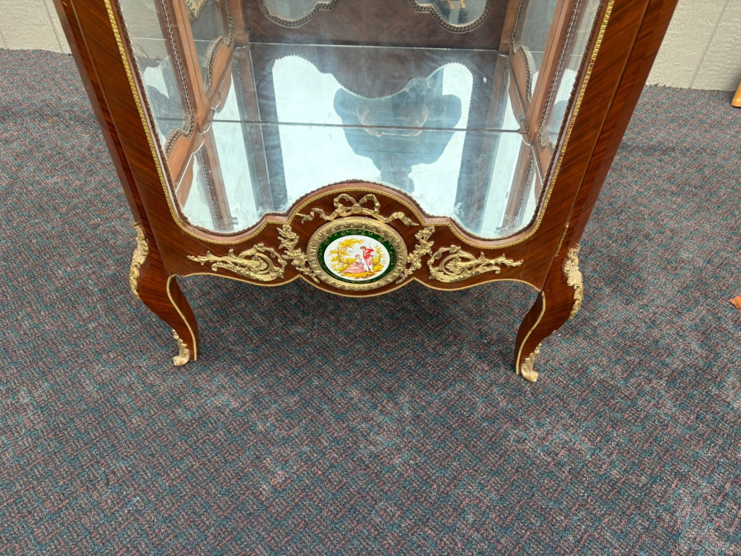 67322  Louis XV Style Curio Display Cabinet with Gilt Ormolu Accents