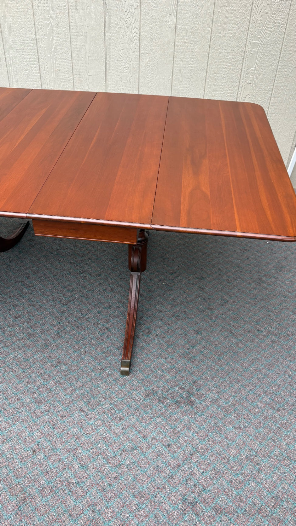 67867  Mid-century Solid Cherry Modern Drop Leaf Dining Table with Three Leaves
