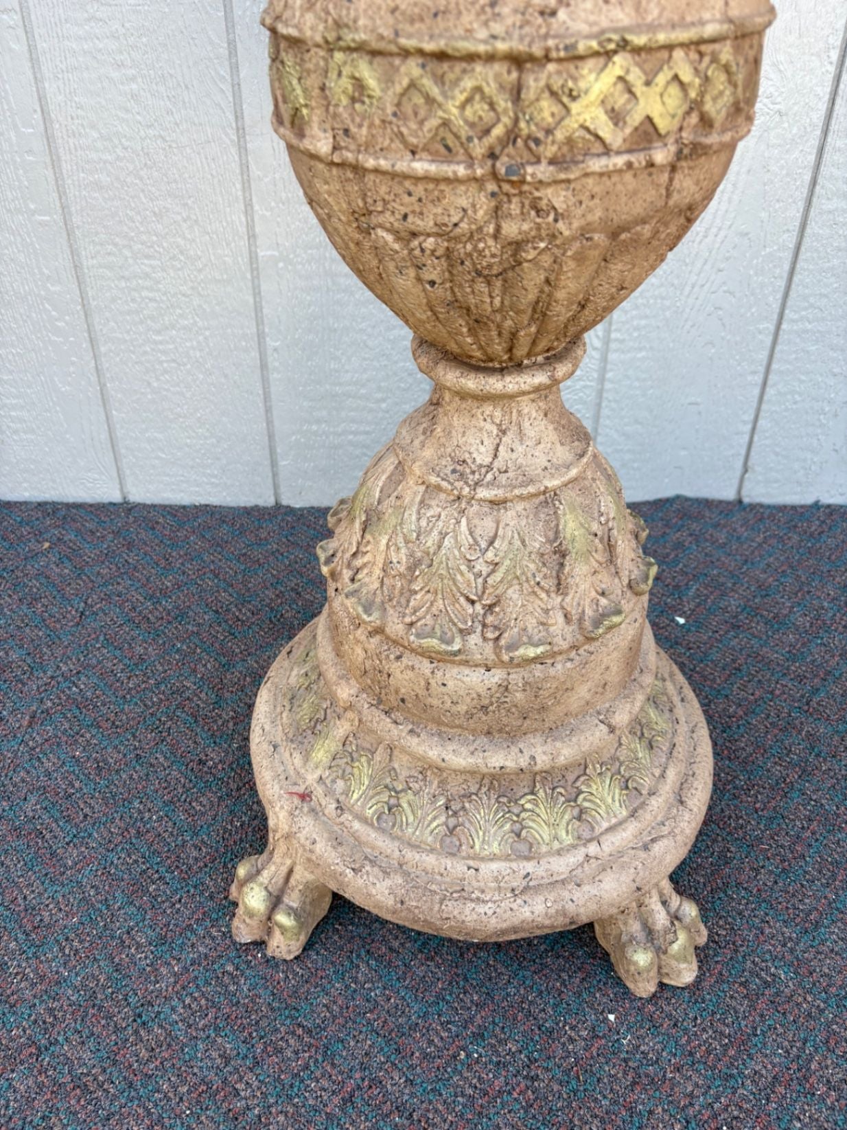 67421  Ornate Resin Pedestal with Claw Feet and Acanthus Details