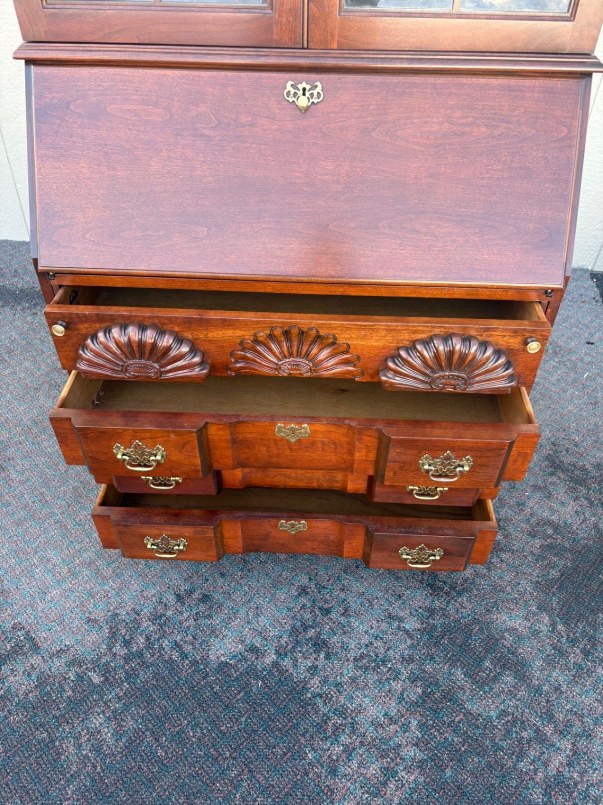 67438   Jasper Mahogany Secretary Desk with Glass Hutch