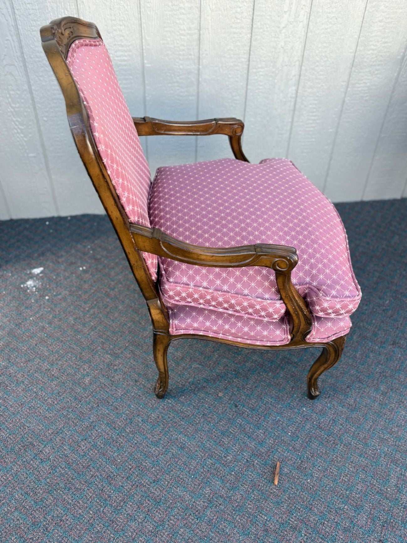 67423 Pair of French Louis XV Style Carved Wood Armchairs