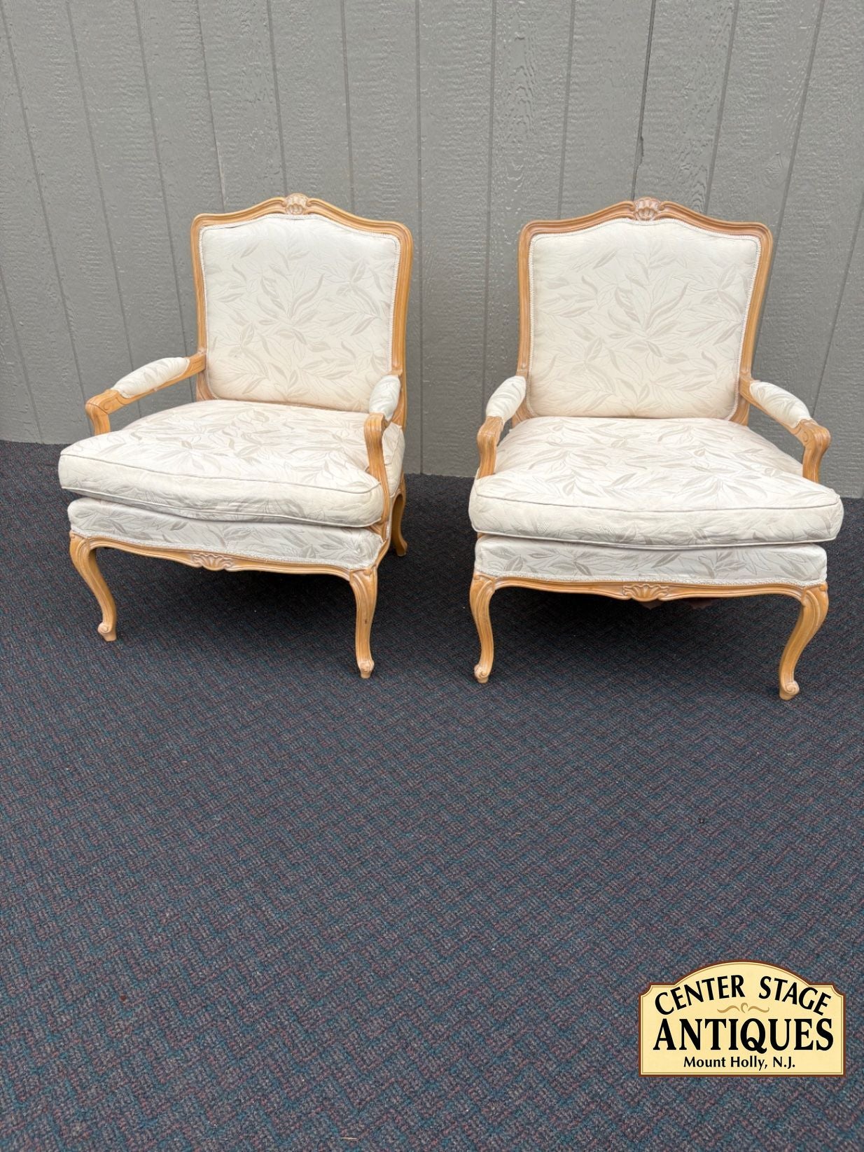67530 Pair of Chateau Dax Italian Louis XV Style Armchairs in Cream