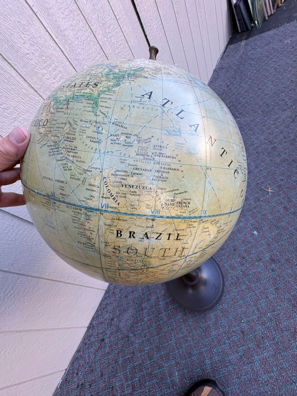 Antique Maritime Survey Floor Standing Globe with Black Metal Stand 1808