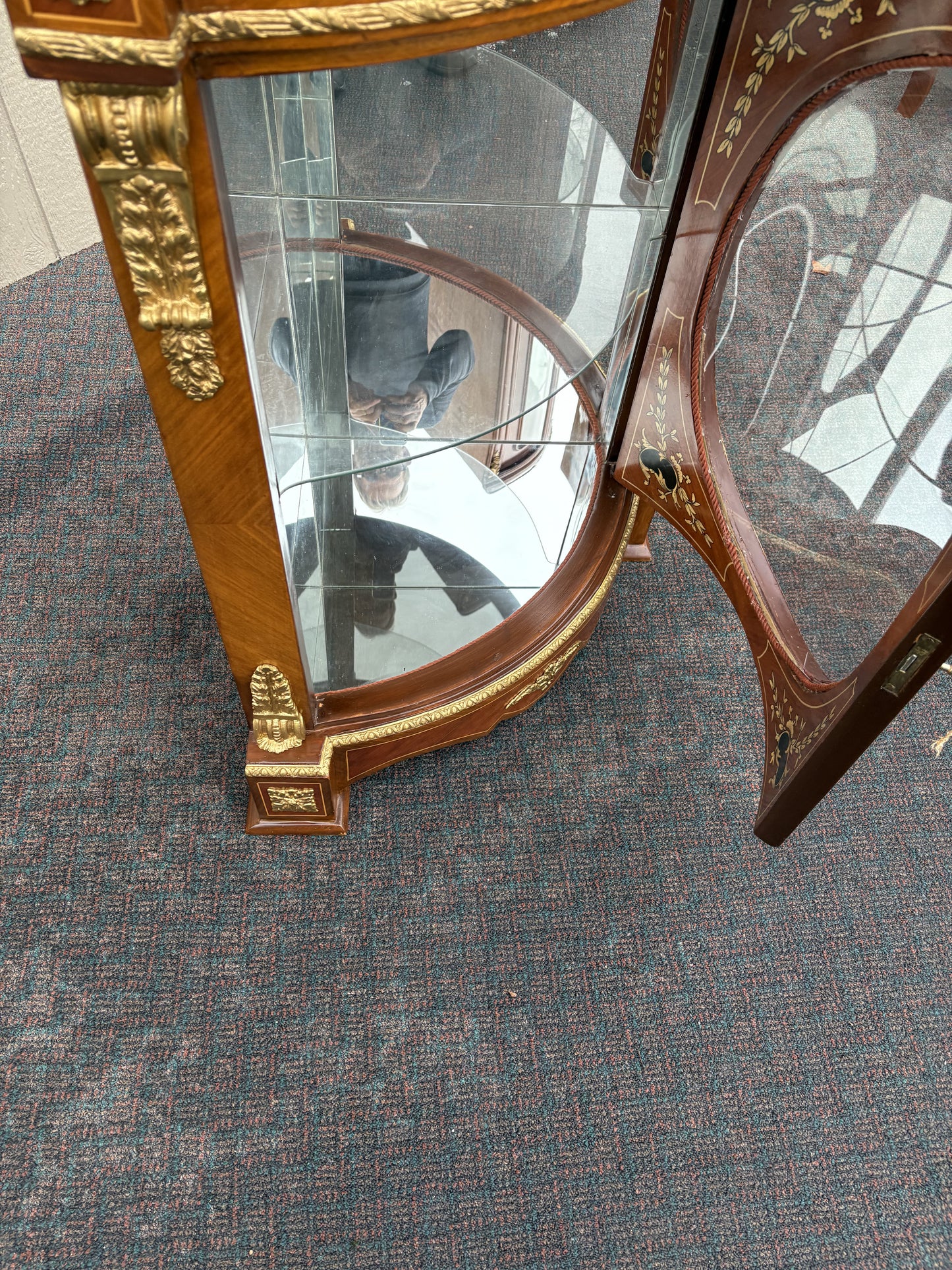Elegant Marble Top Corner Cabinet with Ormolu Accents