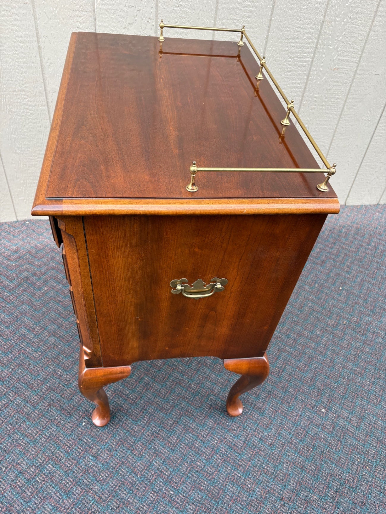 67821 Vintage Lane Queen Anne Style Cherry Wood Chest with Brass Gallery