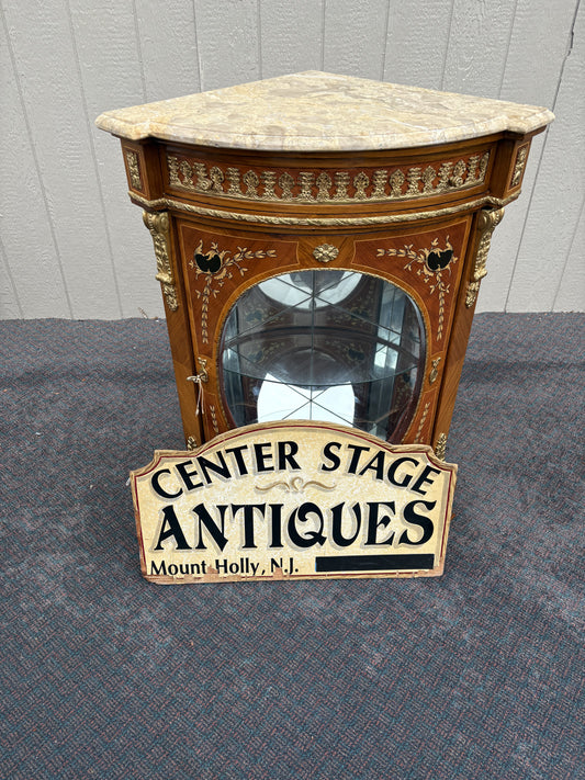 Elegant Marble Top Corner Cabinet with Ormolu Accents