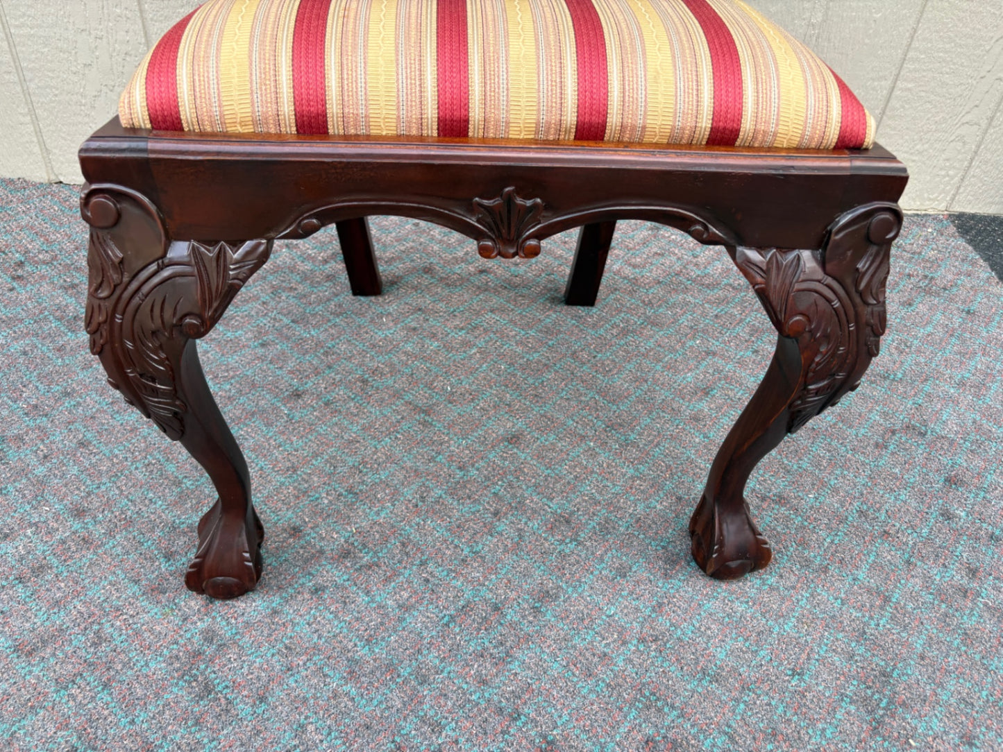 68024 Set of 6 Chippendale Dining Chairs with Striped Upholstery
