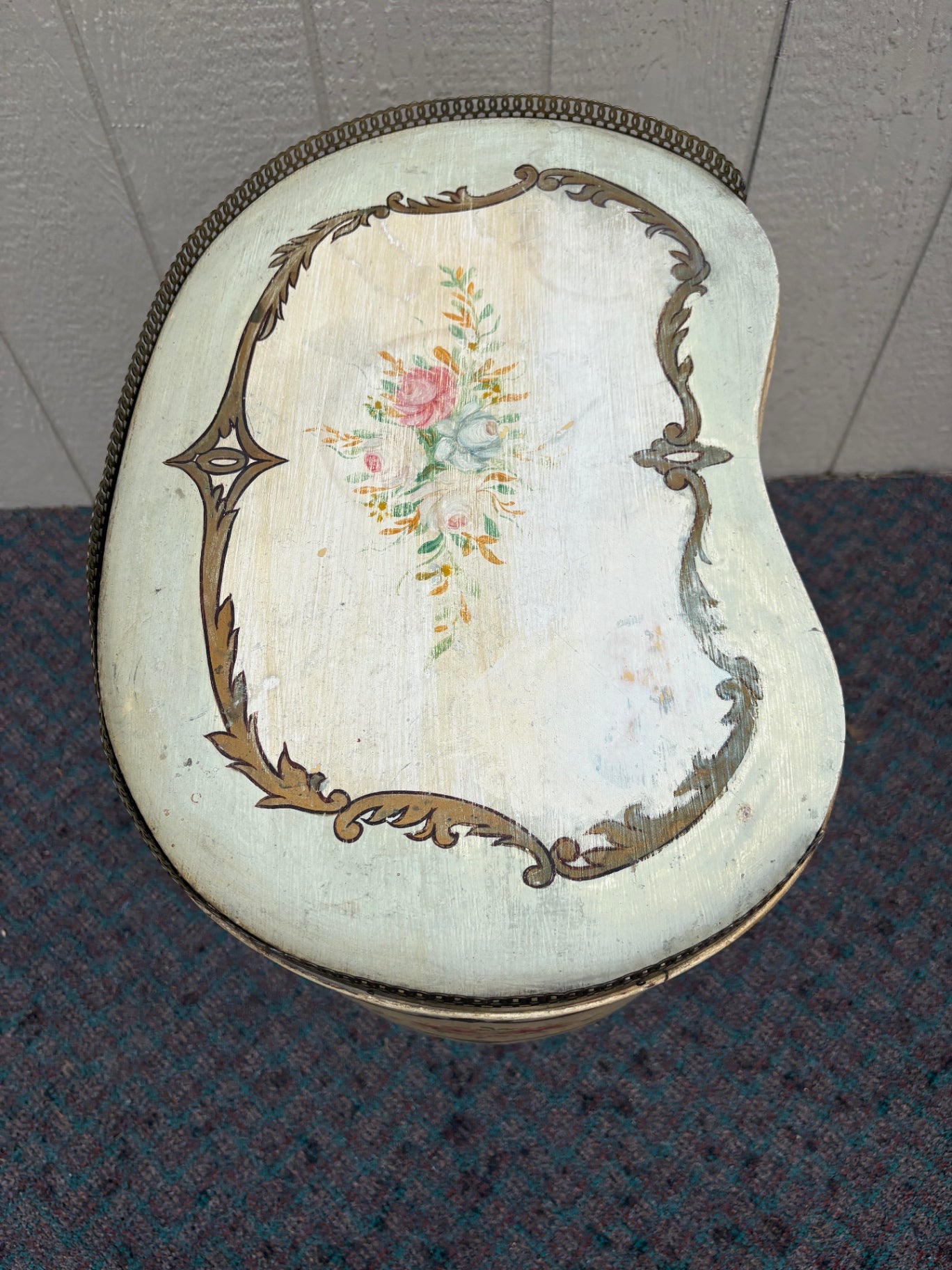 67905 French Provincial Painted Nightstand with Floral Motifs
