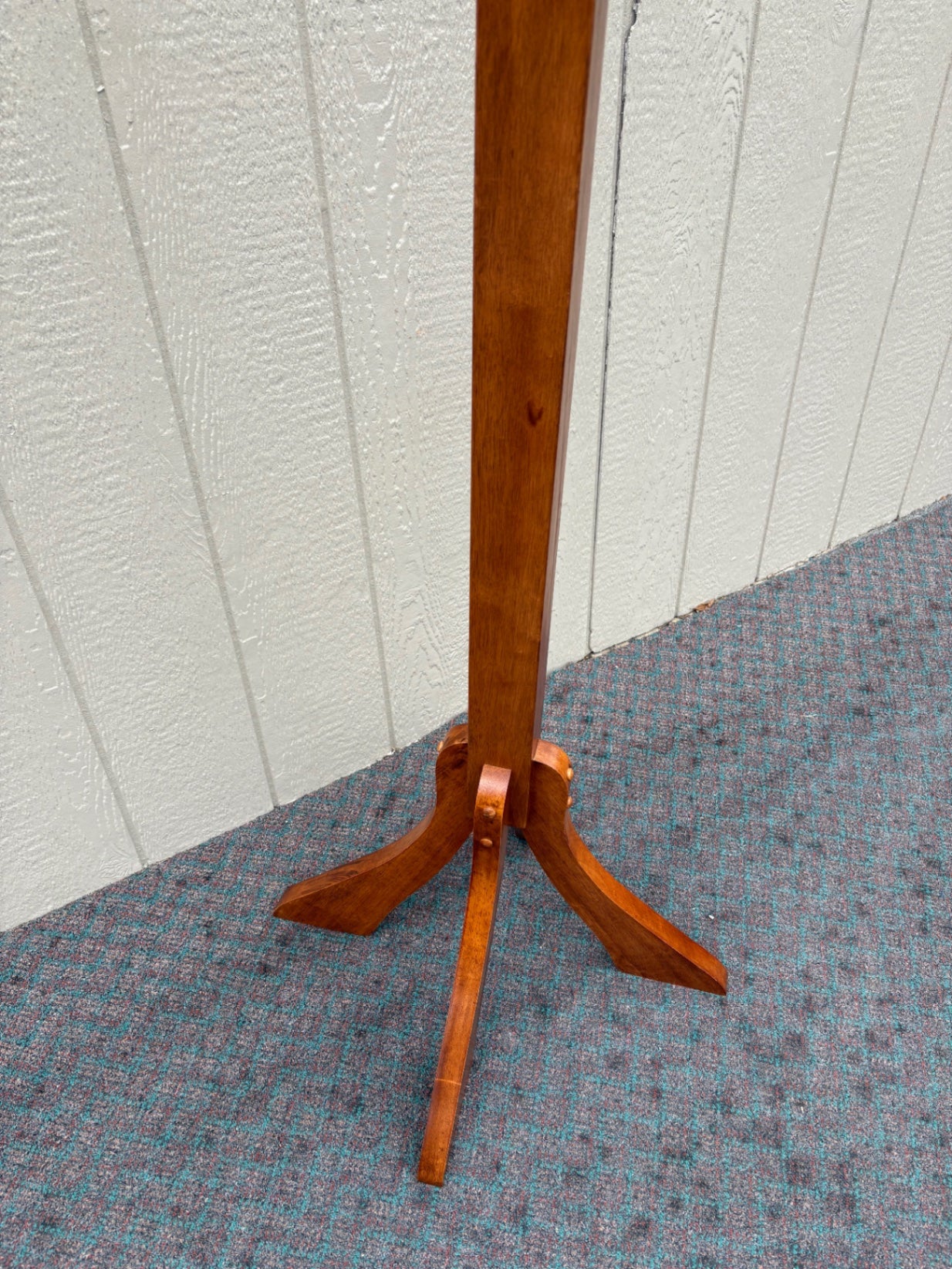 68030 Mid-Century Modern Solid Wood Coat Tree with Metal Hooks