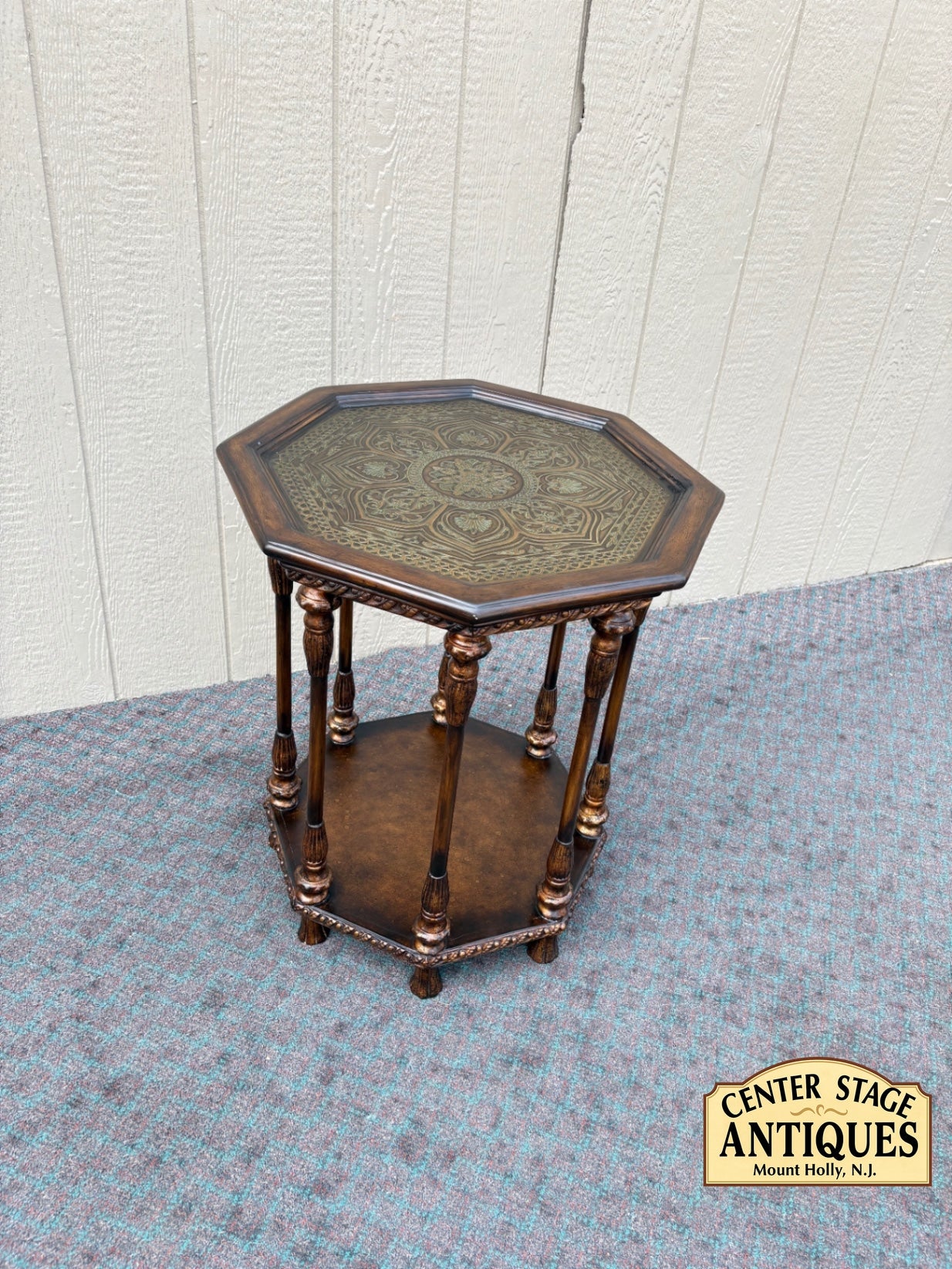 68033  Pulaski Octagonal Accent Table with Intricate Inlaid Top