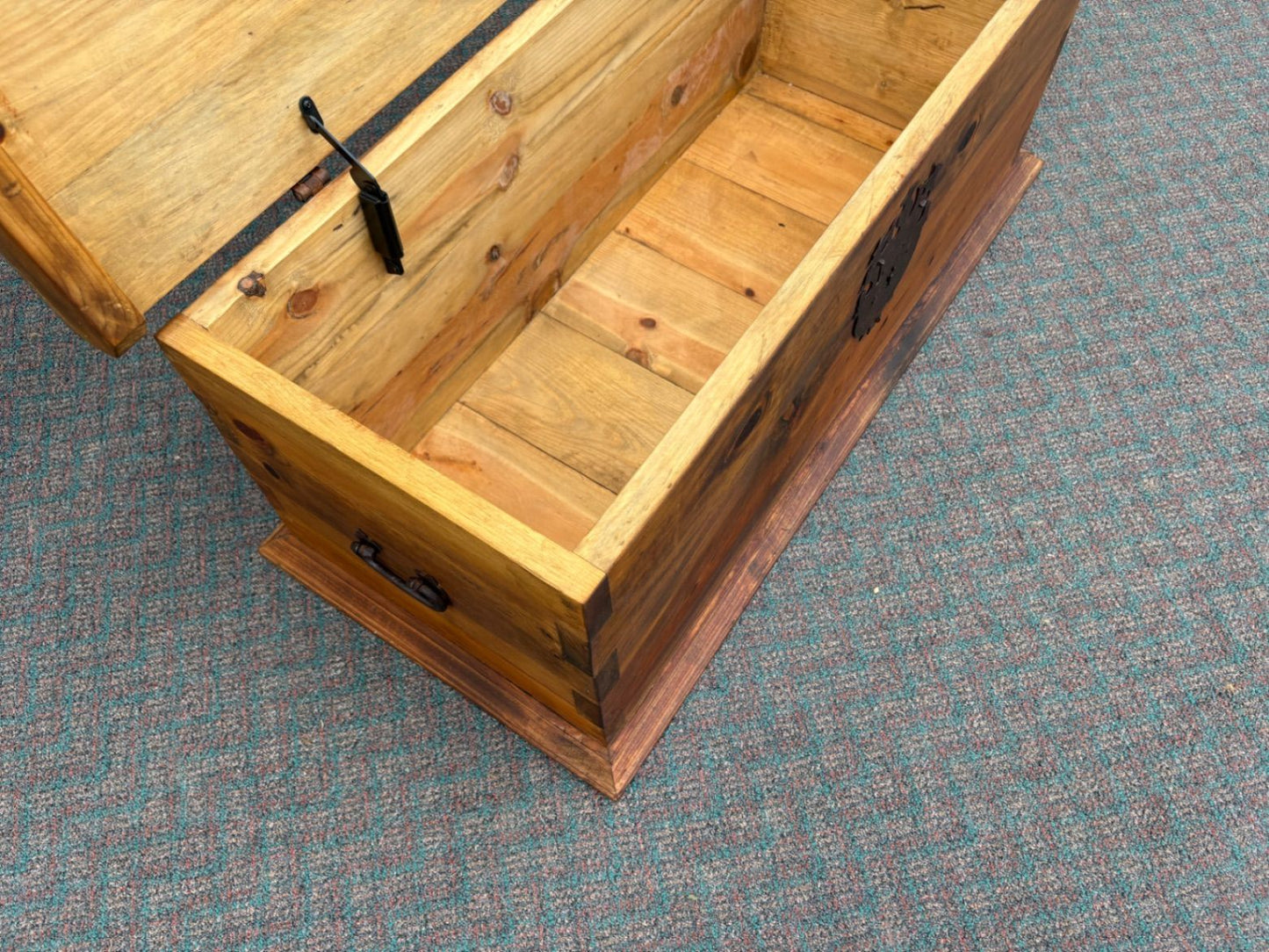 67664 Rustic Pine Trunk with Iron Hardware and Natural Finish