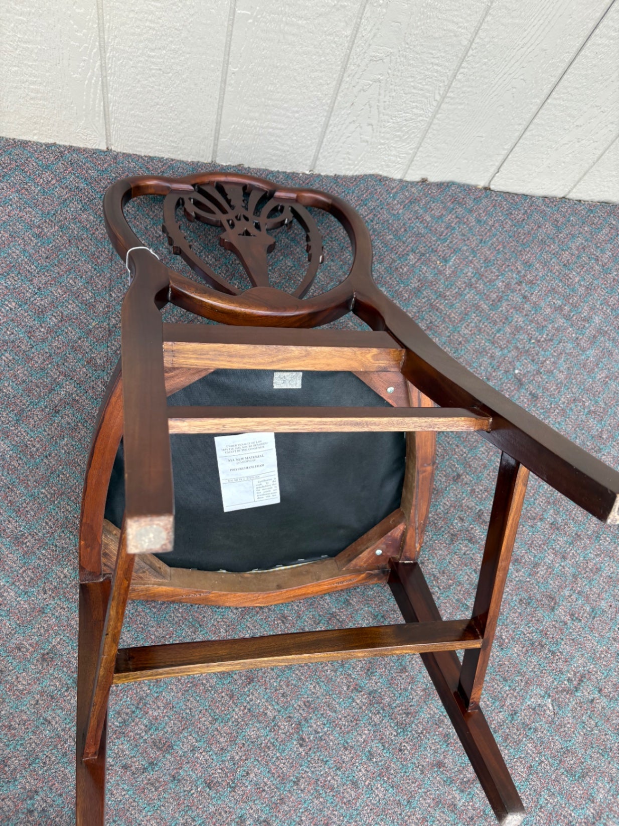 67639 Elegant Shield Back Dining Chair with Carved Mahogany Frame
