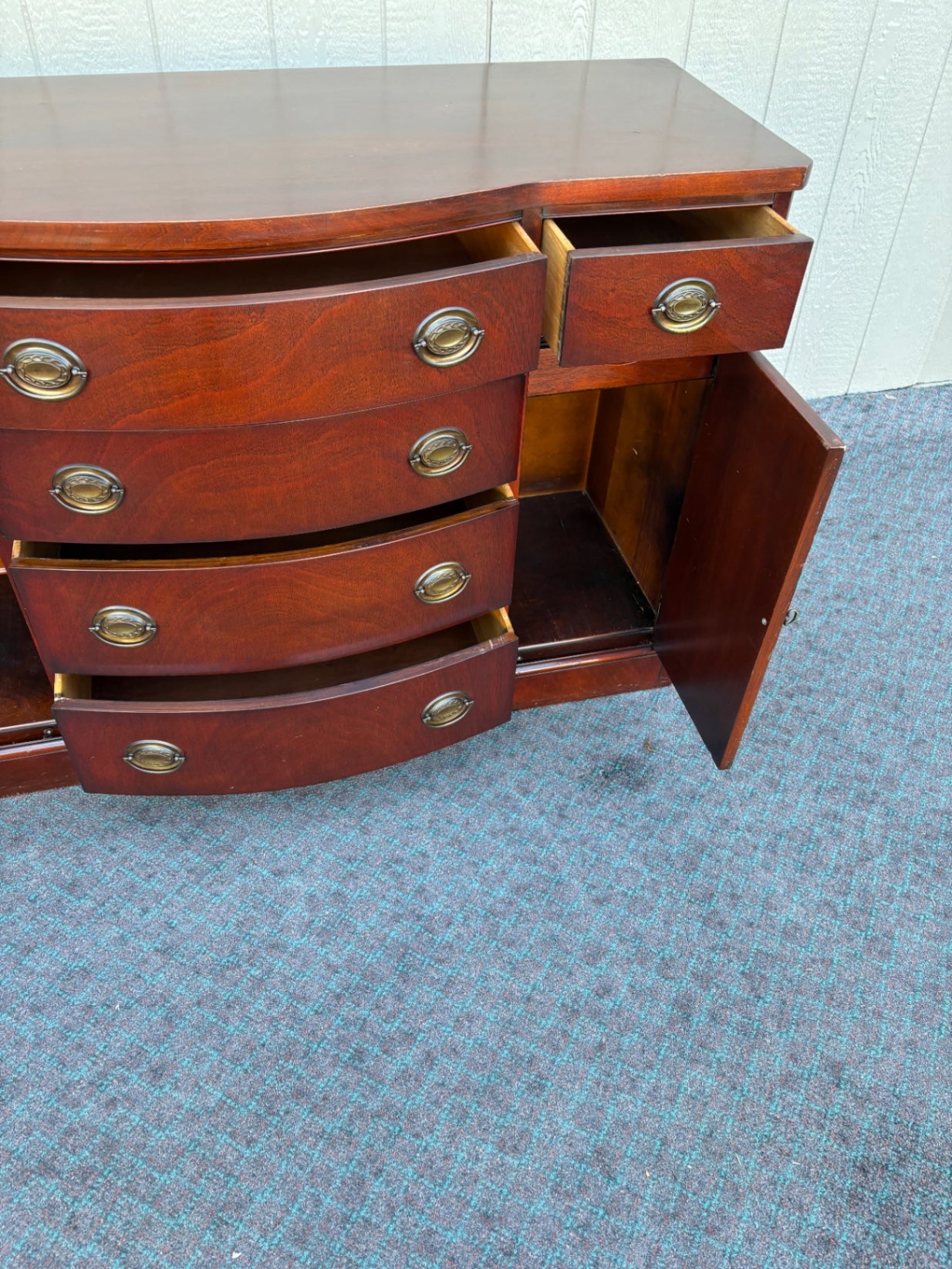 68072 Drexel Mahogany Bow Front Server with Brass Hardware
