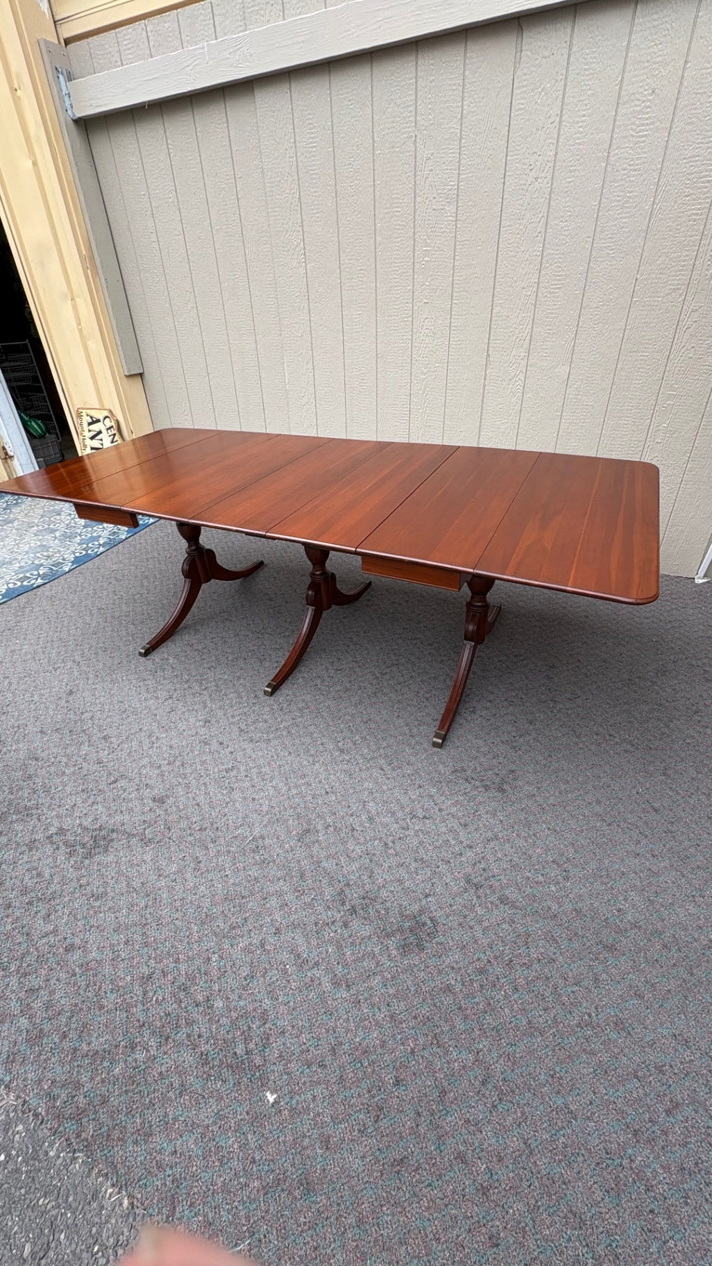 67867  Mid-century Solid Cherry Modern Drop Leaf Dining Table with Three Leaves