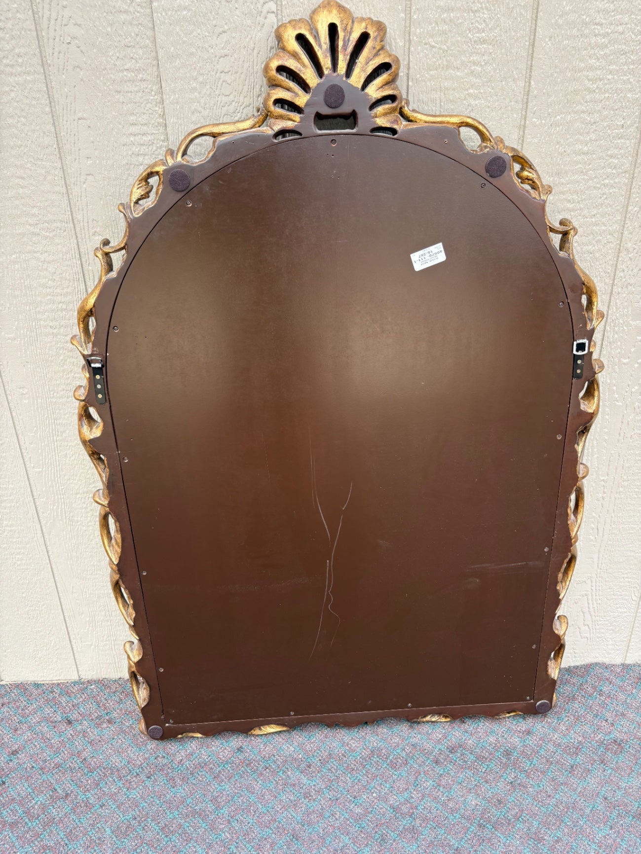 68102 Large Ornate Mahogany Wall Mirror with Gold Accents