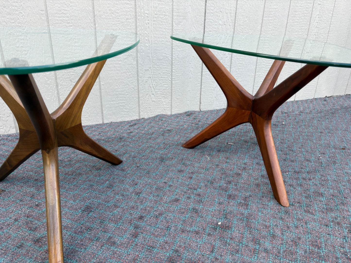 68053 Pair of Mid-Century ADRIAN  PEARSALL Glass Top Side Tables