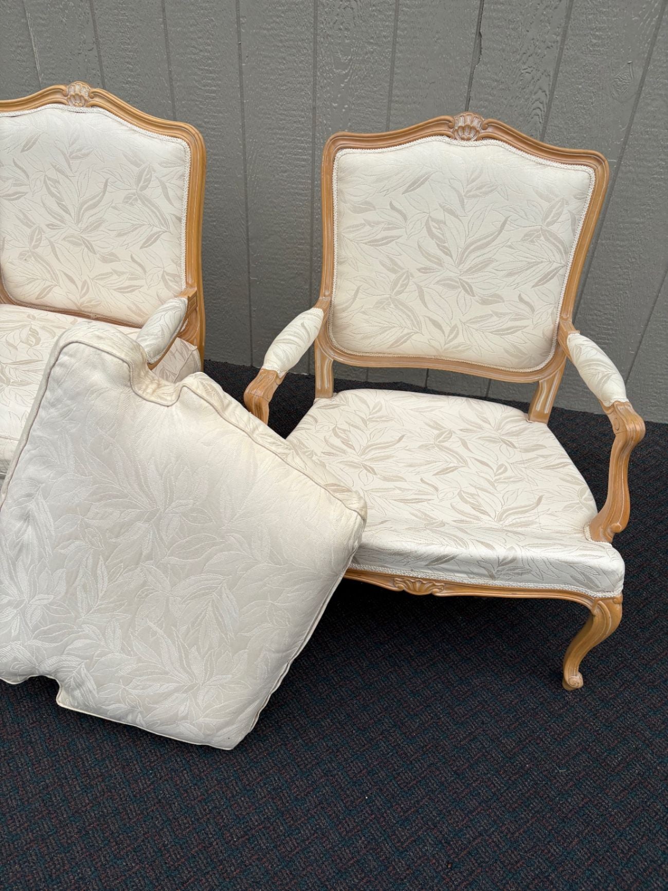 67530 Pair of Chateau Dax Italian Louis XV Style Armchairs in Cream