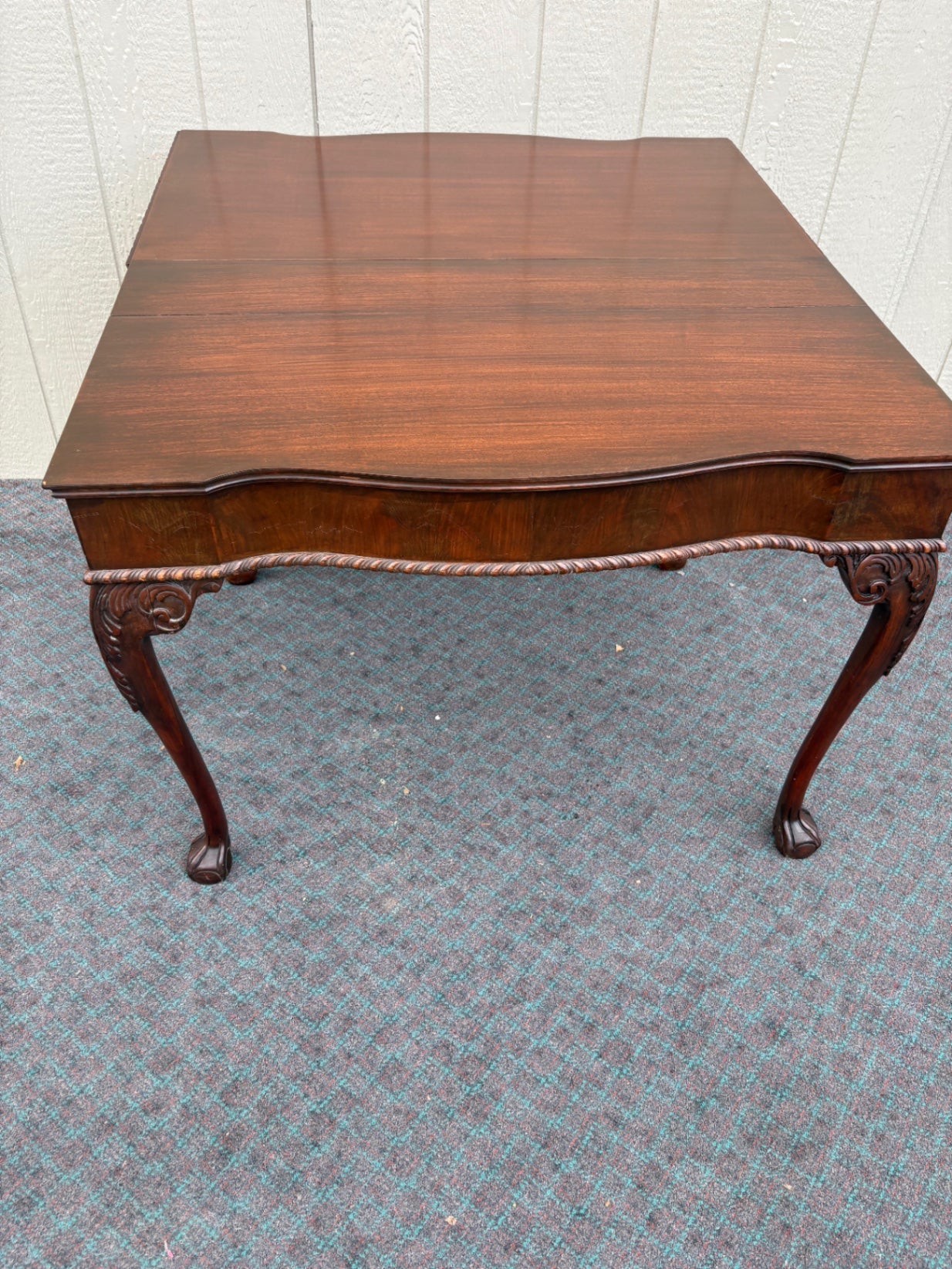 68094 Antique Mahogany Flip Top Game Table with Carved Details