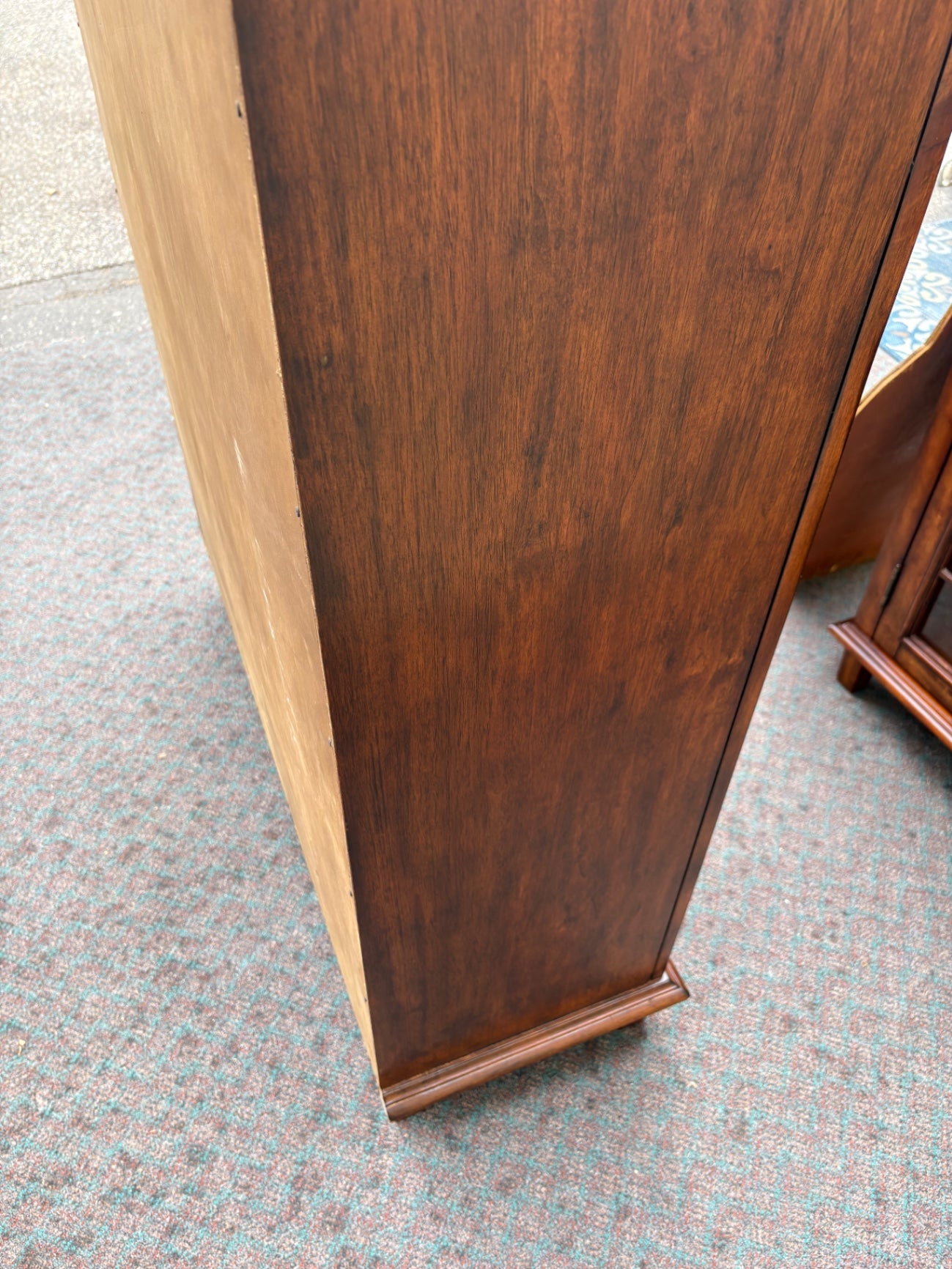 67944 Vintage Glass Front Bookcase with Geometric Pane Design