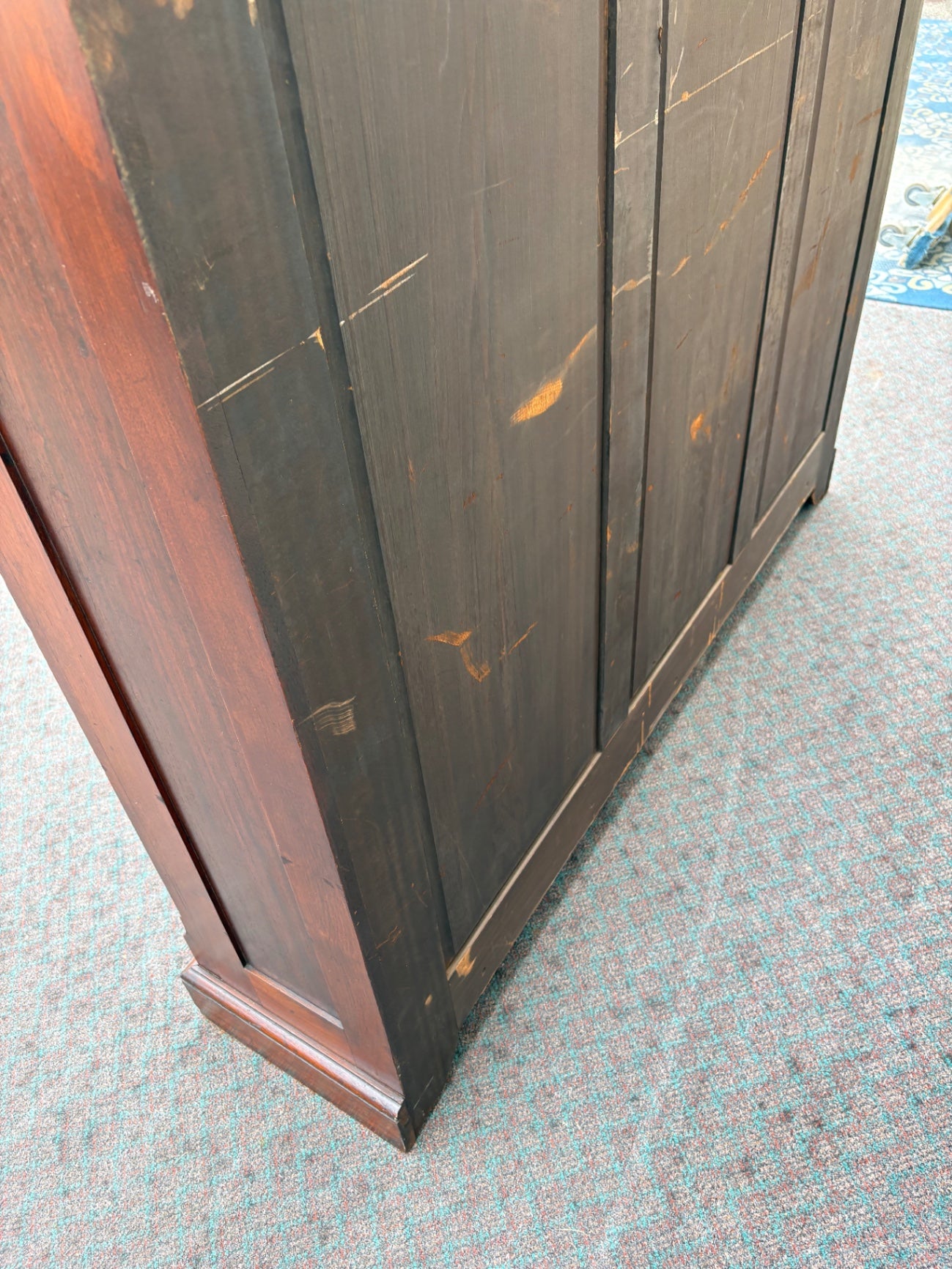 67890 Antique Victorian Mahogany Glass Door Bookcase with Shelves