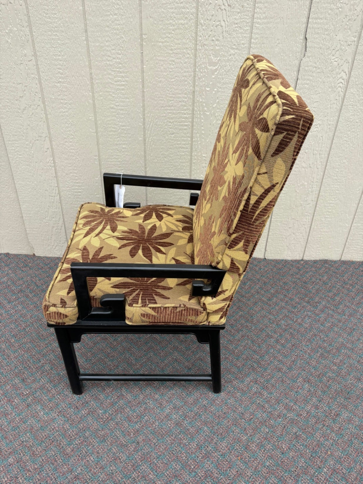 65672 Set of 6 Mid-Century Modern Dining Chairs with Floral Upholstery