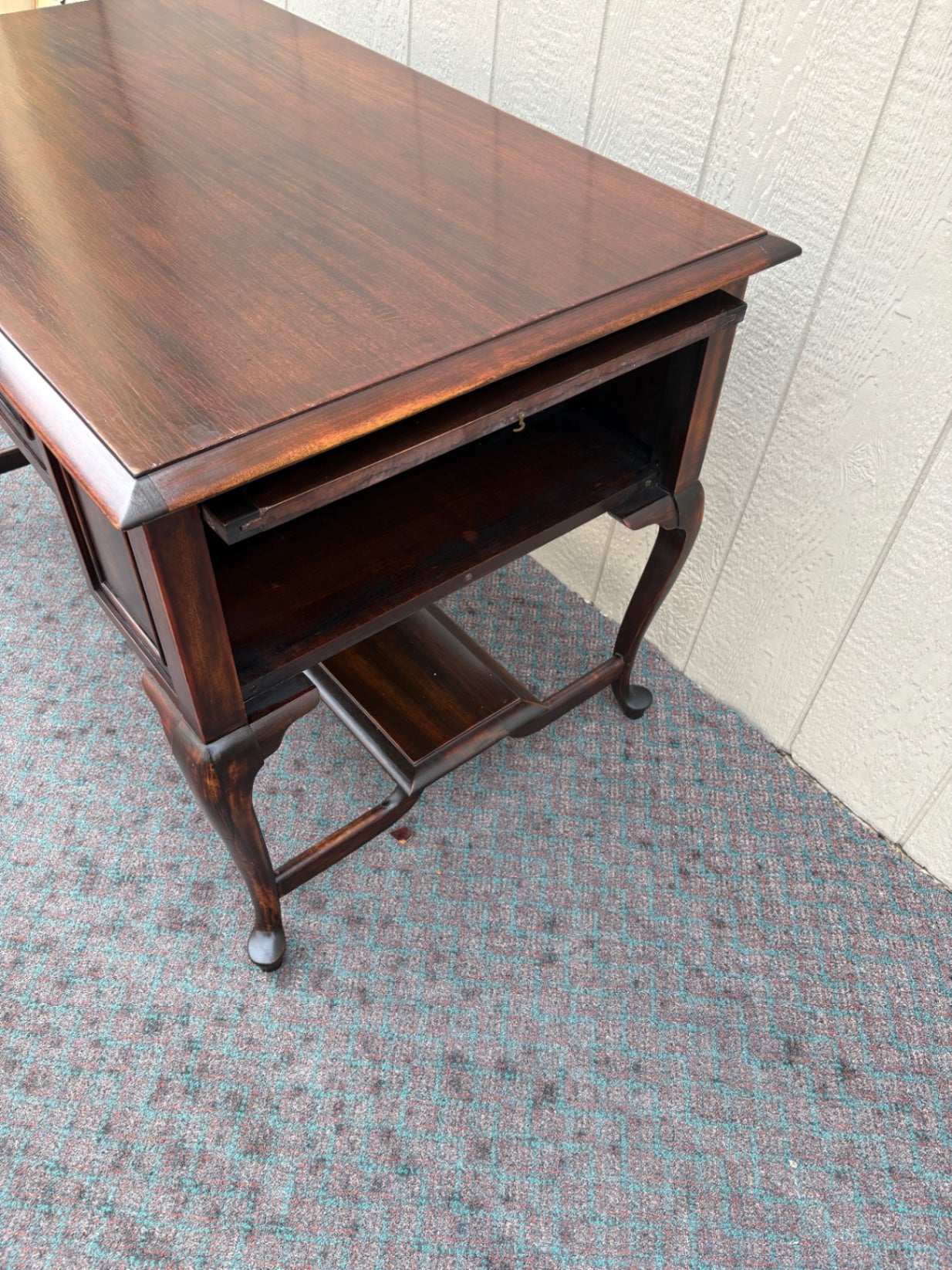 67994 RARE Vintage Auglaize Furniture Desk with Secret Side Panels, Mahogany