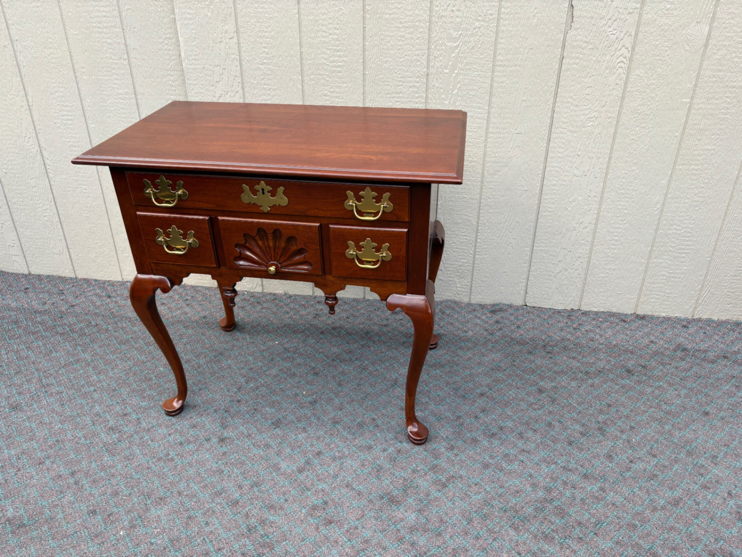 68096 Councill Queen Anne Style Mahogany Lowboy with Brass Hardware
