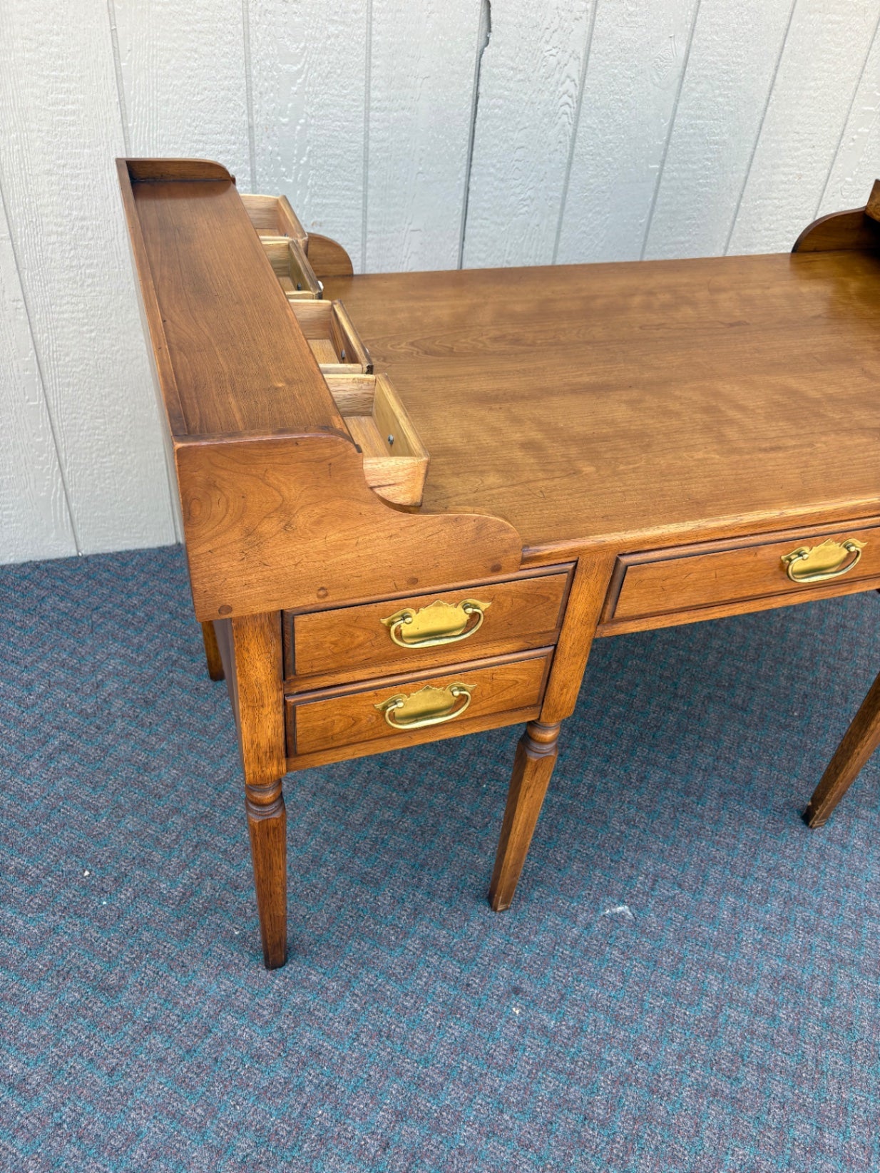 67832 Vintage Solid Cherry  Writing Desk with Drawers on sides and Brass Hardware
