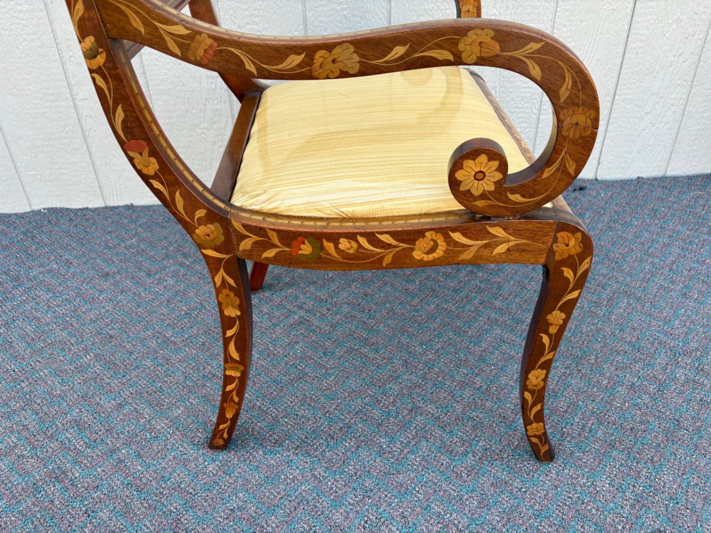 67609 Inlaid Empire Style Armchair with Floral Marquetry