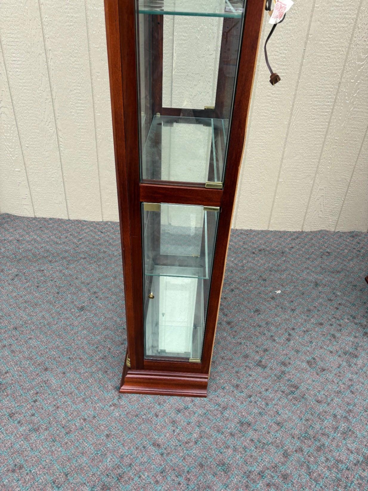 67957 Elegant Pair of Pulaski Curio Cabinets with Glass Shelves