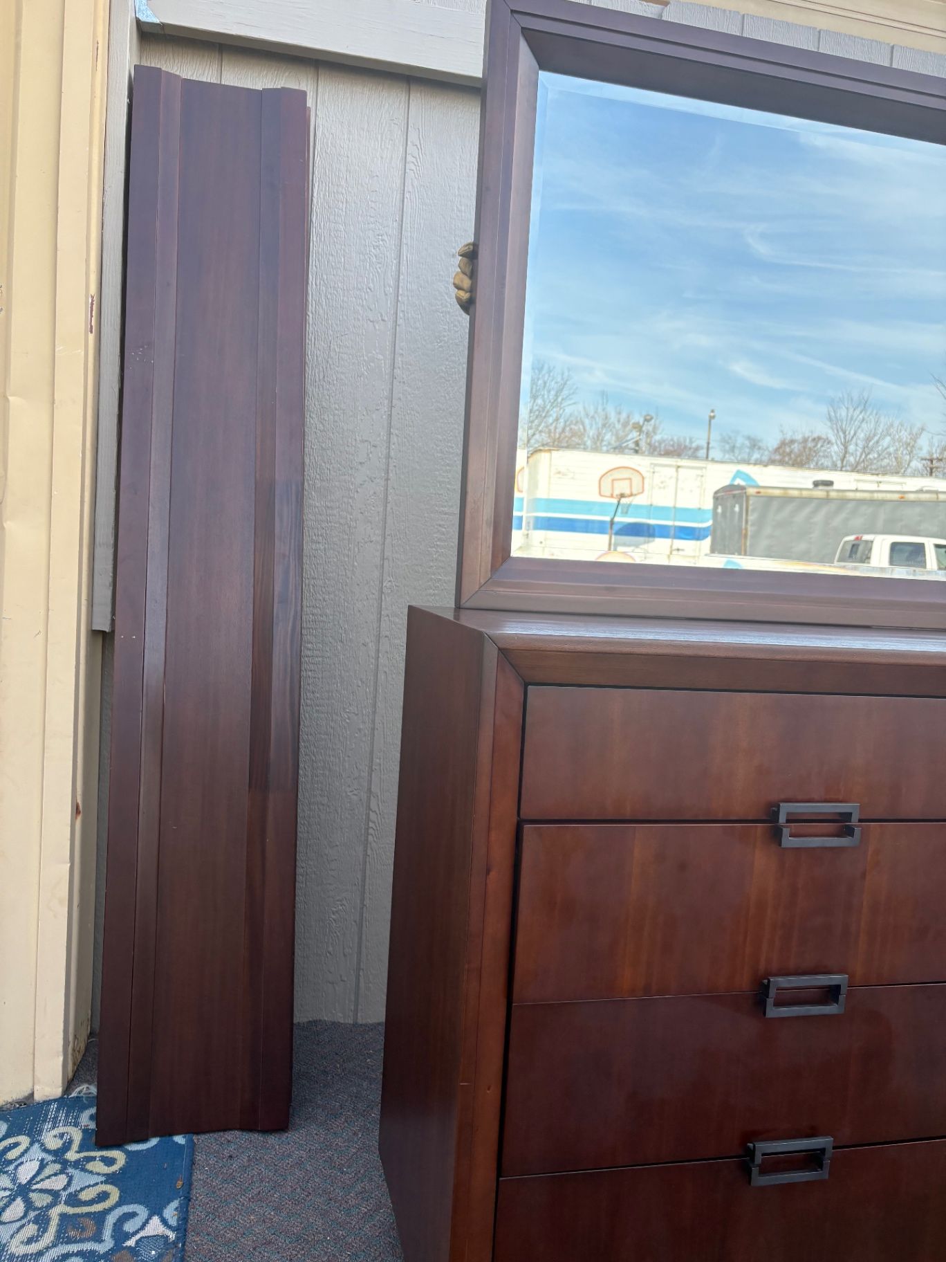 67643  Mid-Century Modern Bedroom Set with Dresser, Mirror, and Nightstand