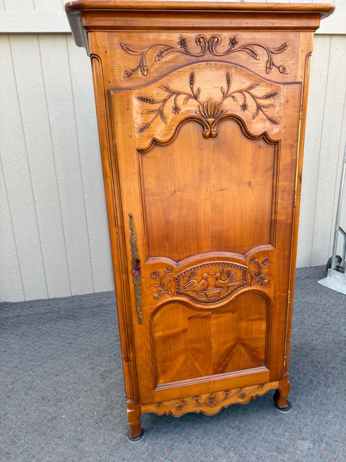 68127  Antique French Louis XV Style Carved Walnut Wardrobe Armoire