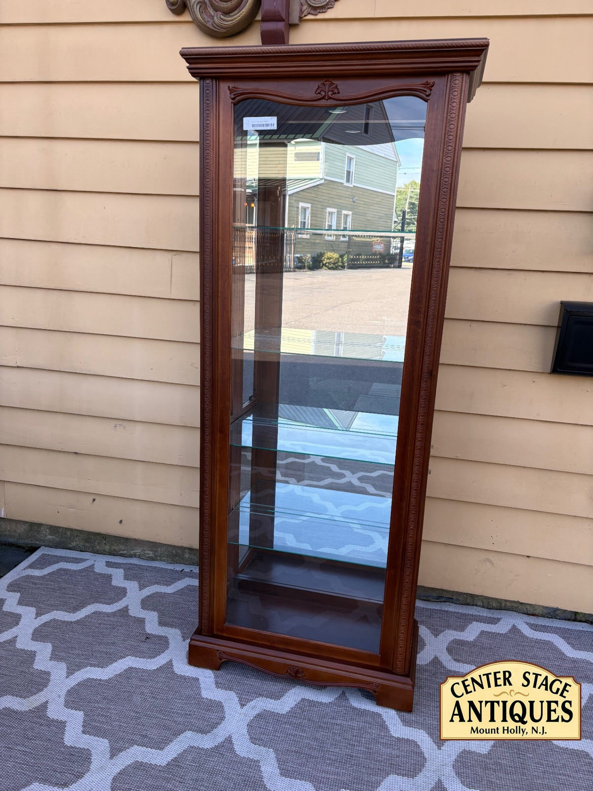 68206 Pulaski Traditional Cherry Side Loading Curio Cabinet with Glass Shelves