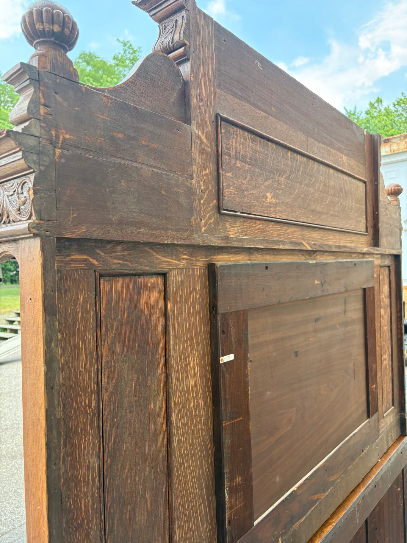 67852  Ornate Victorian Oak Buffet with Mirror and Carved Details