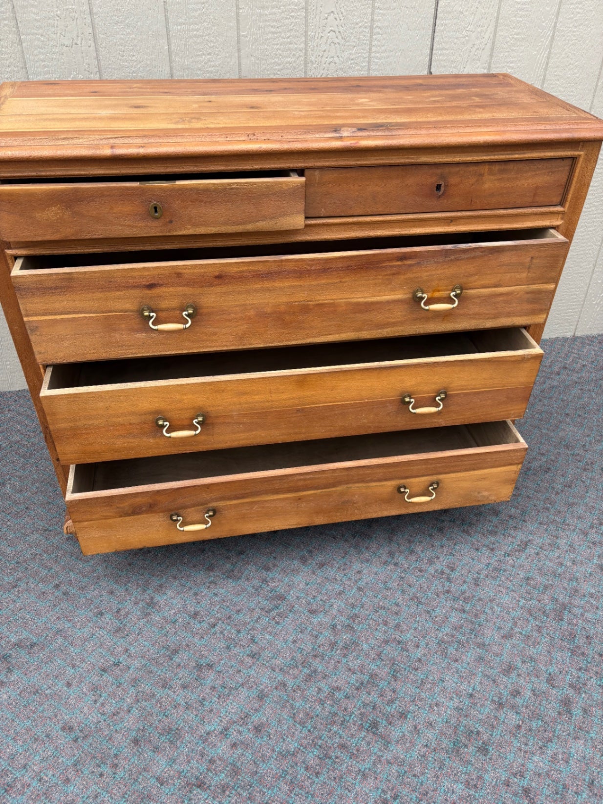 67923 Restoration Hardware Solid Wood High Chest with Brass Hardware
