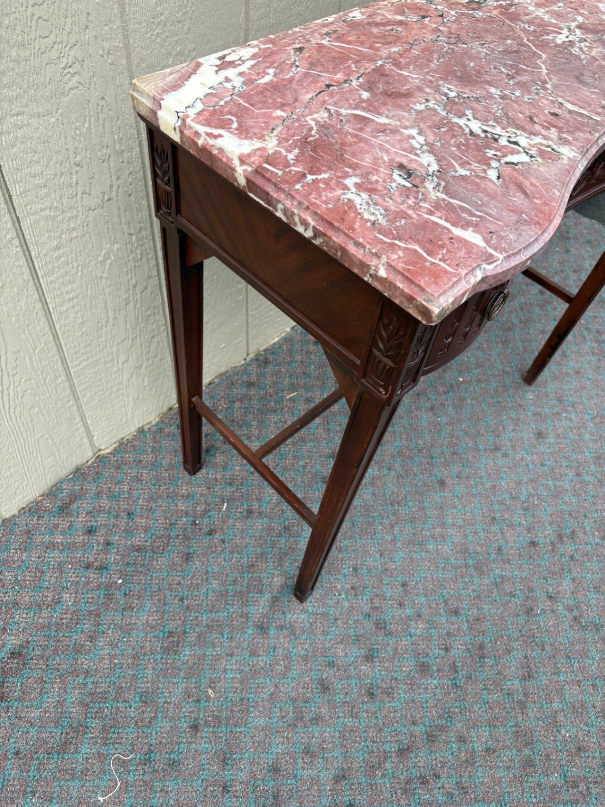 Antique Console Table with Marble Top and Carved Details