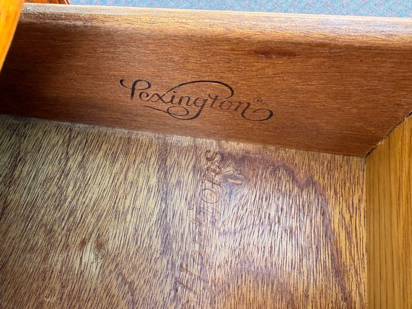 67435 Lexington Oak Kidney Desk with Brass Hardware