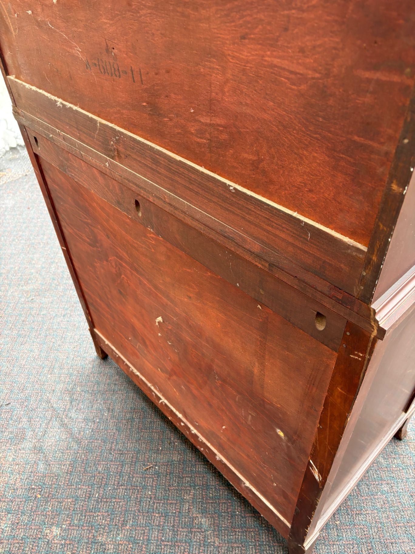 67461 Vintage Mahogany Bow Front High Chest Dresser with Brass Pulls