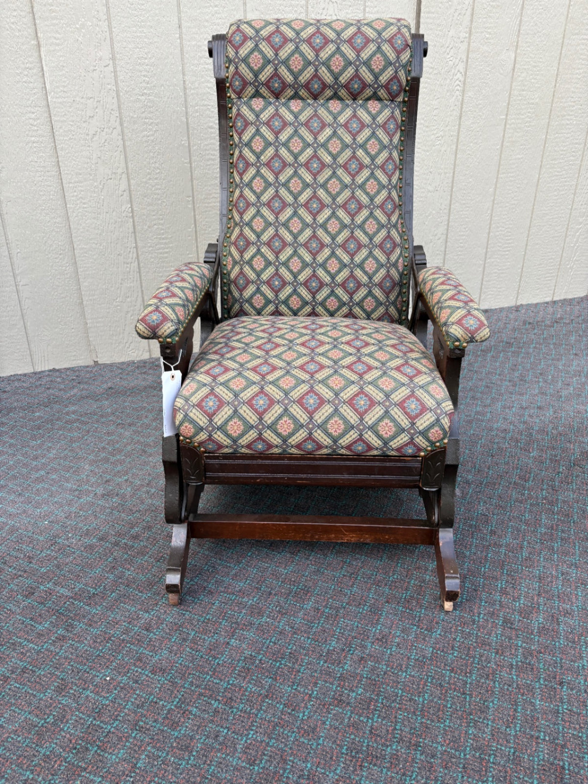 67119  Victorian Platform Rocking Chair with Footrest, Upholstered