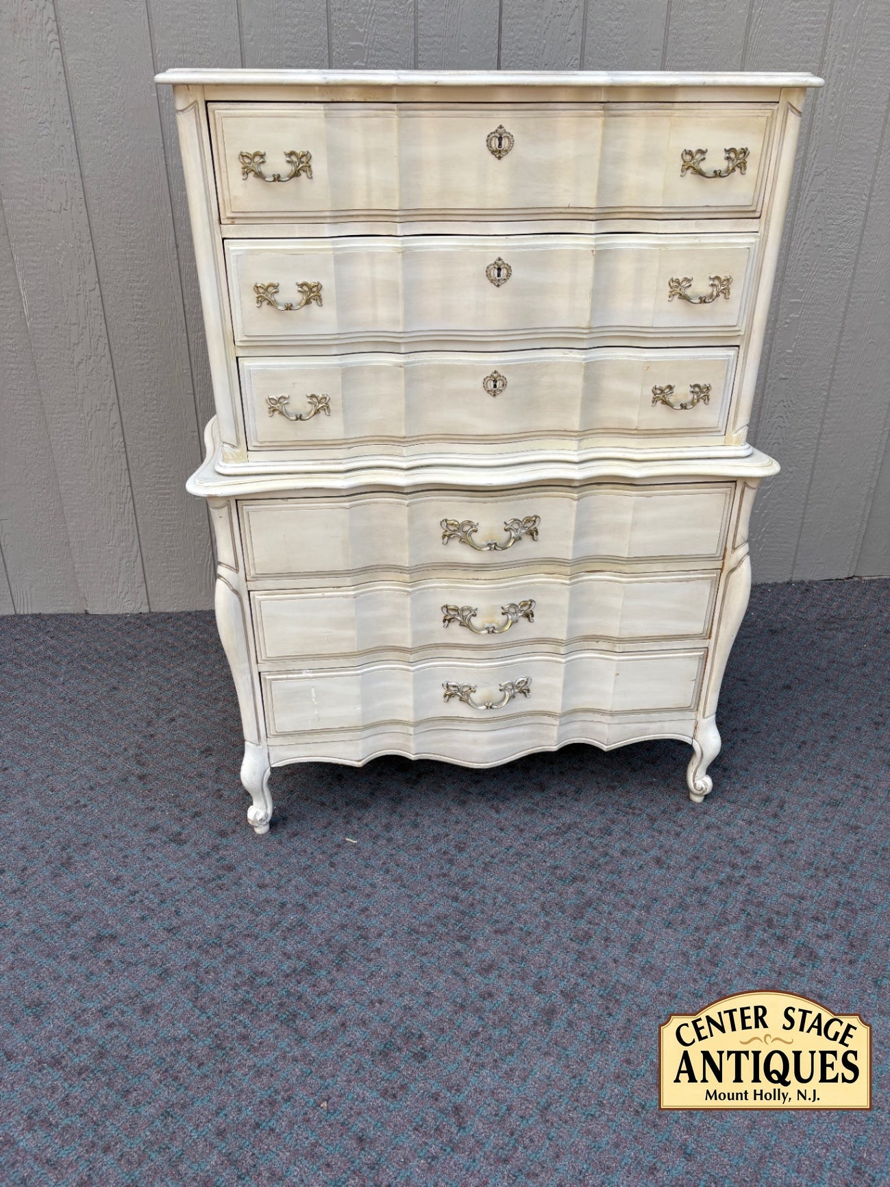 67948 Elegant French Provincial Tall Chest of Drawers in Cream Finish