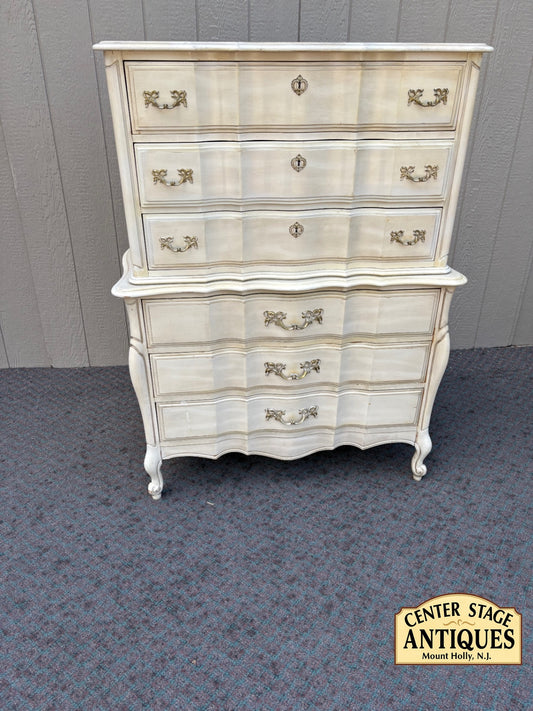 67948 Elegant French Provincial Tall Chest of Drawers in Cream Finish